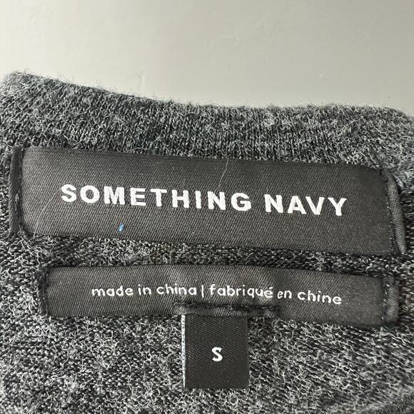 Something Navy Gray Tulip Dress Stretch Ruched Crew Neck Drop Shoulder S Small - Picture 6 of 8